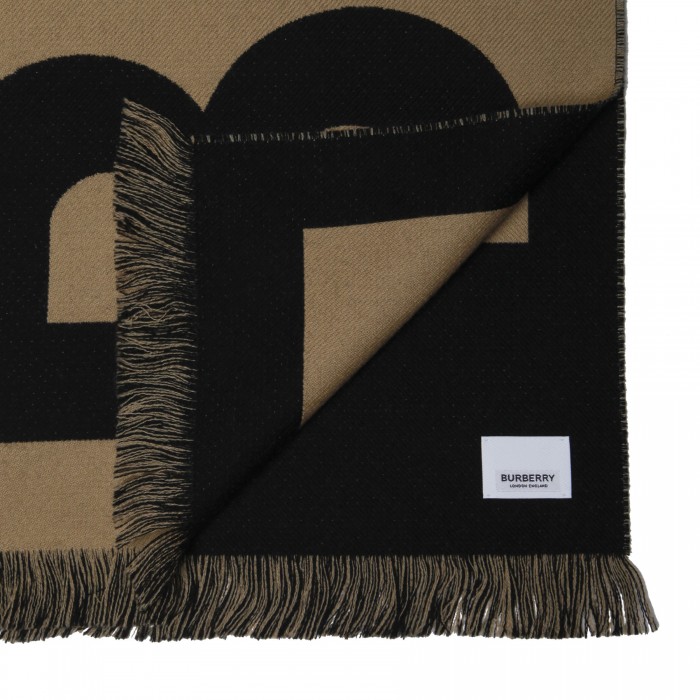 Logo wool jacquard scarf