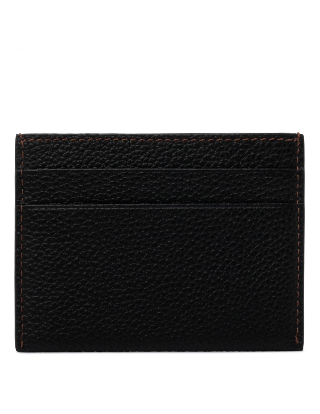 TB black grained leather card case
