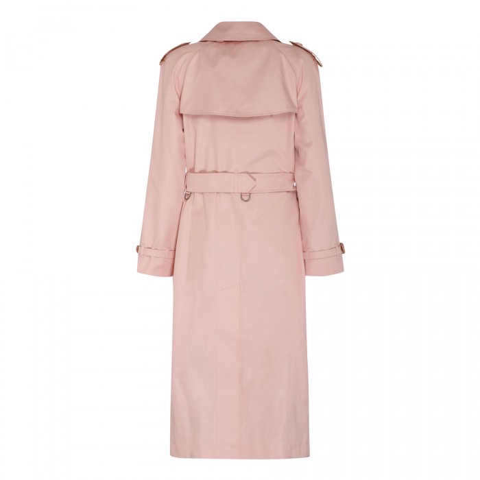 Pink cotton gabardine trench coat