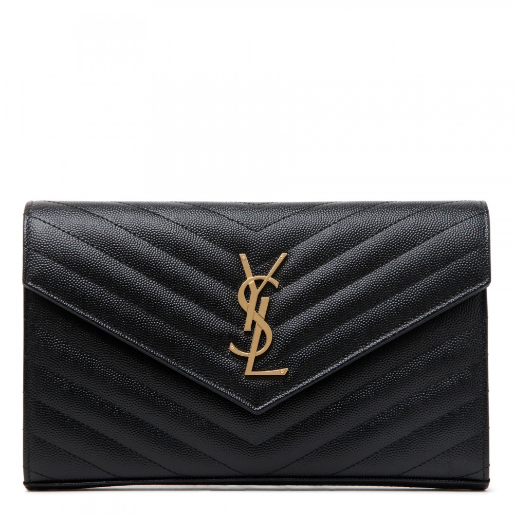Cassandre Matelasse Envelope Leather Wallet On Chain in White - Saint  Laurent