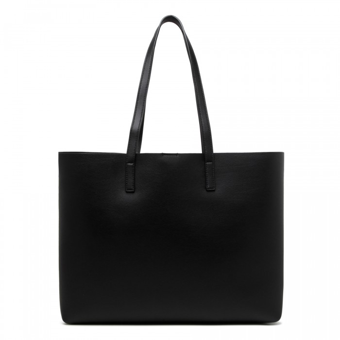 Black leather shopping bag