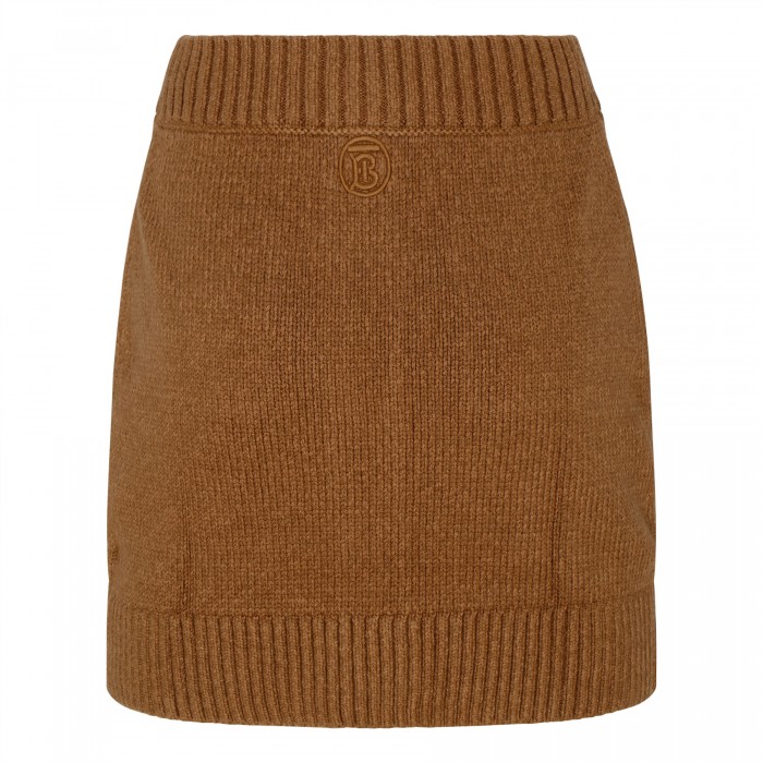 Knit cotton blend mini skirt