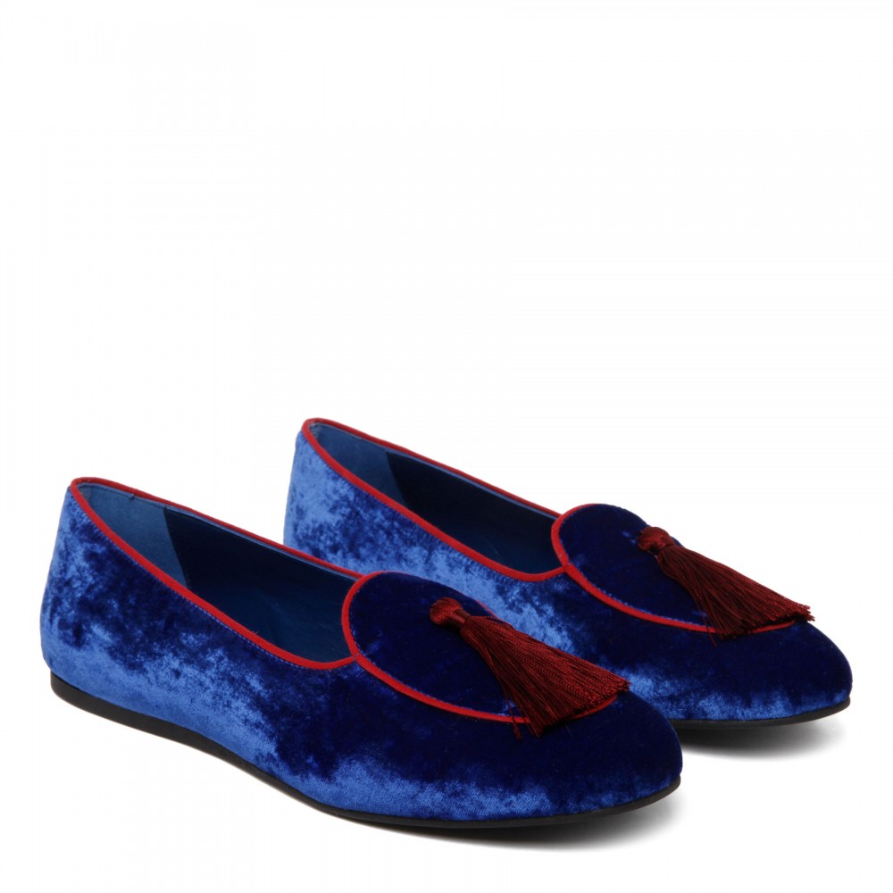 Olimpia blue velvet slip on