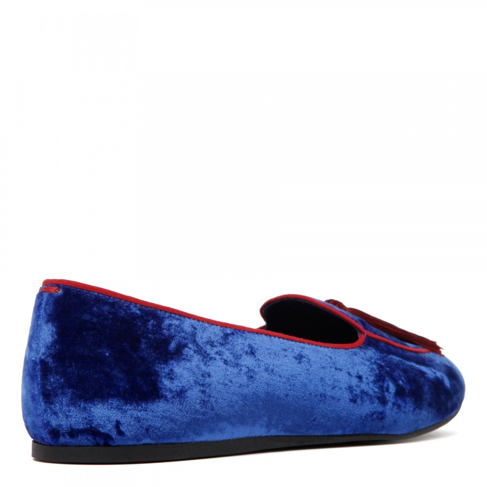 Olimpia blue velvet slip on