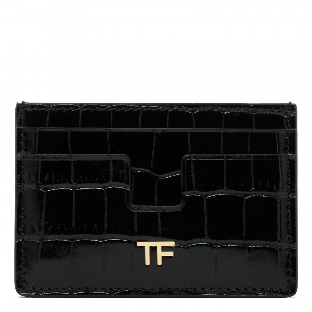 Black card holder with gold TF logo